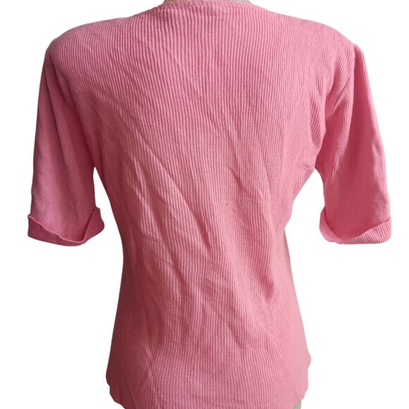 Vintage 70's Top Large Pink Embroidered Balloon Village Scene Boho Disco Hippy - Picture 6 of 8